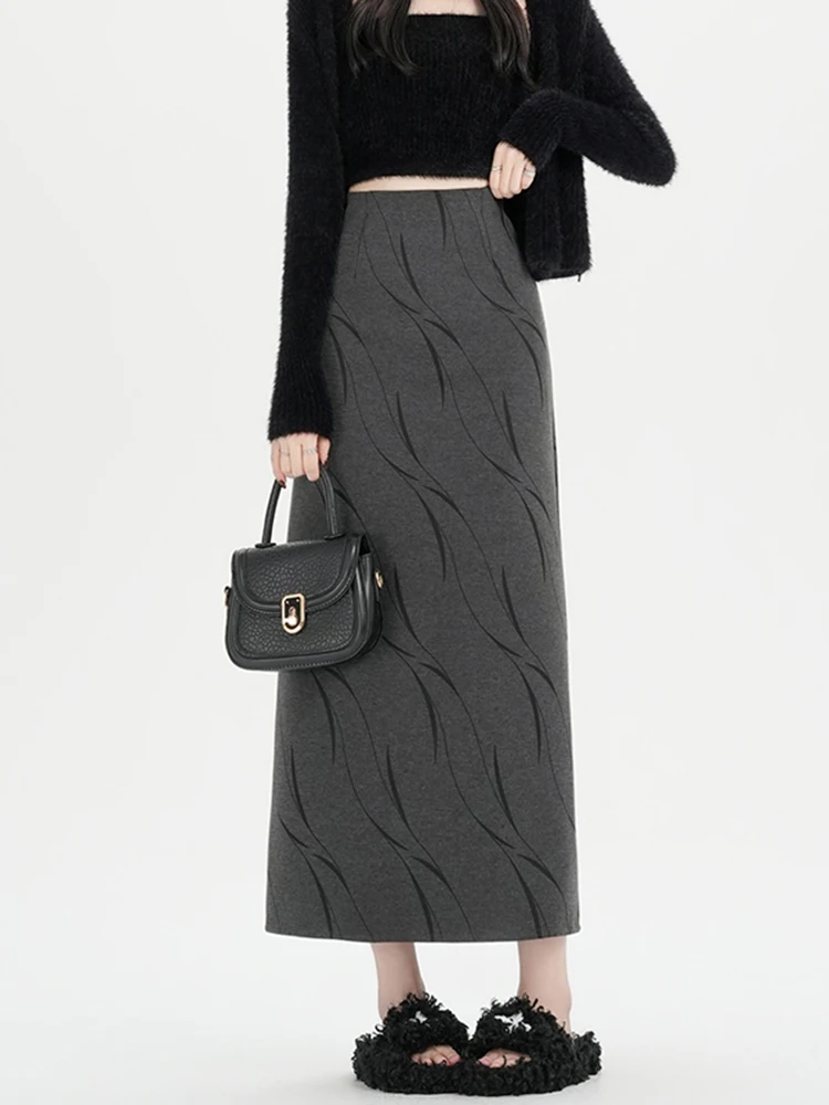 

High Waist Thiened Woolen Skirt Women's Spring Faion 2026 New Sle Ele Slim Straight Cut Skirt Ci Commute Casual