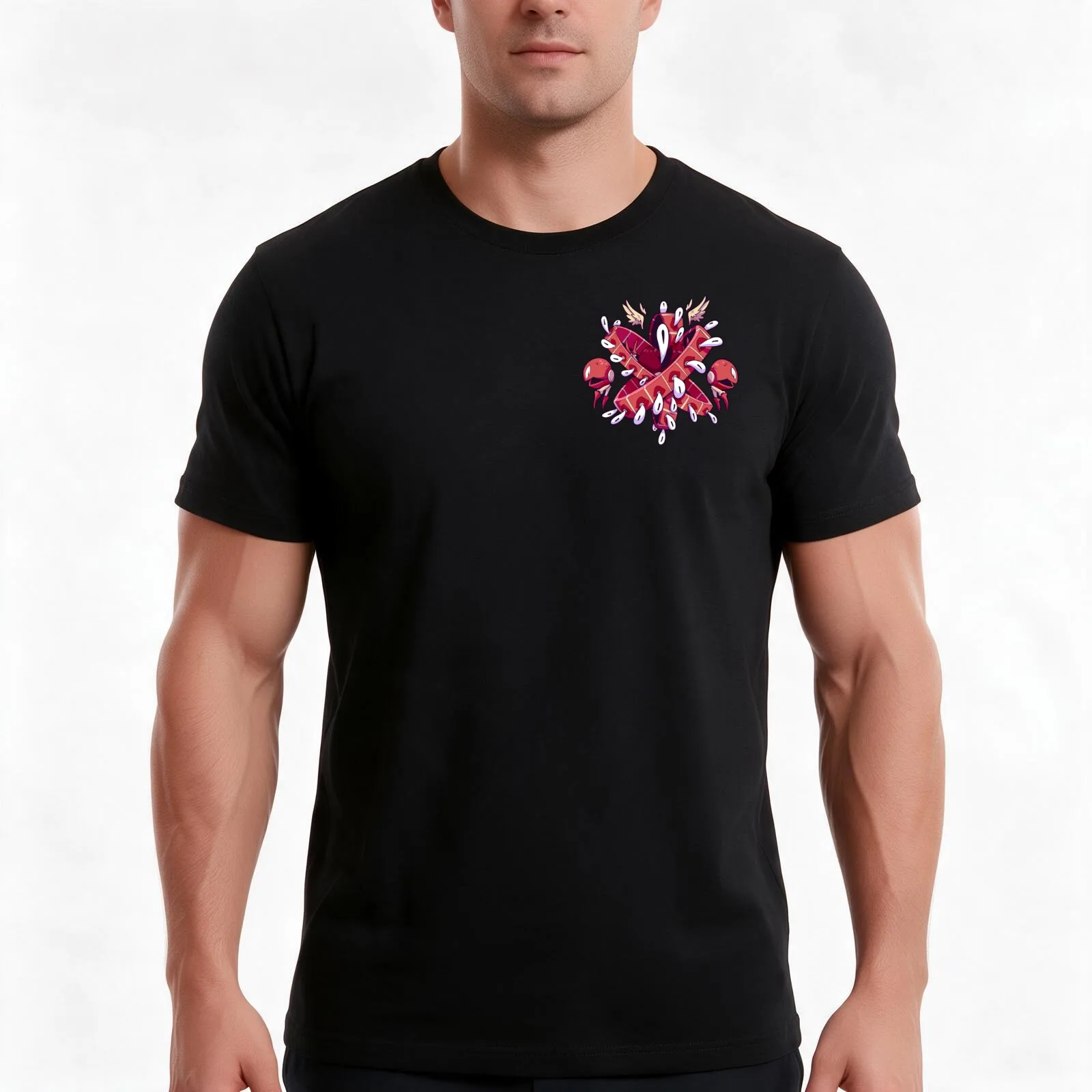 biblically accurate crab jesus T-Shirt, Summer Casual Cotton Tee, Oversized Streetwear Tops, Vintage Graphic Print, 100% Cotton