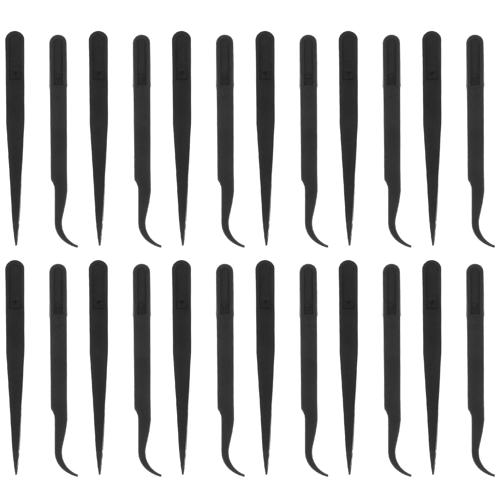 

36pcs Precision Plastic Tweezers Straight Bent Tip Laboratory Grade For Nail Art Diy Crafts Lightweight Portable Multi Purpose
