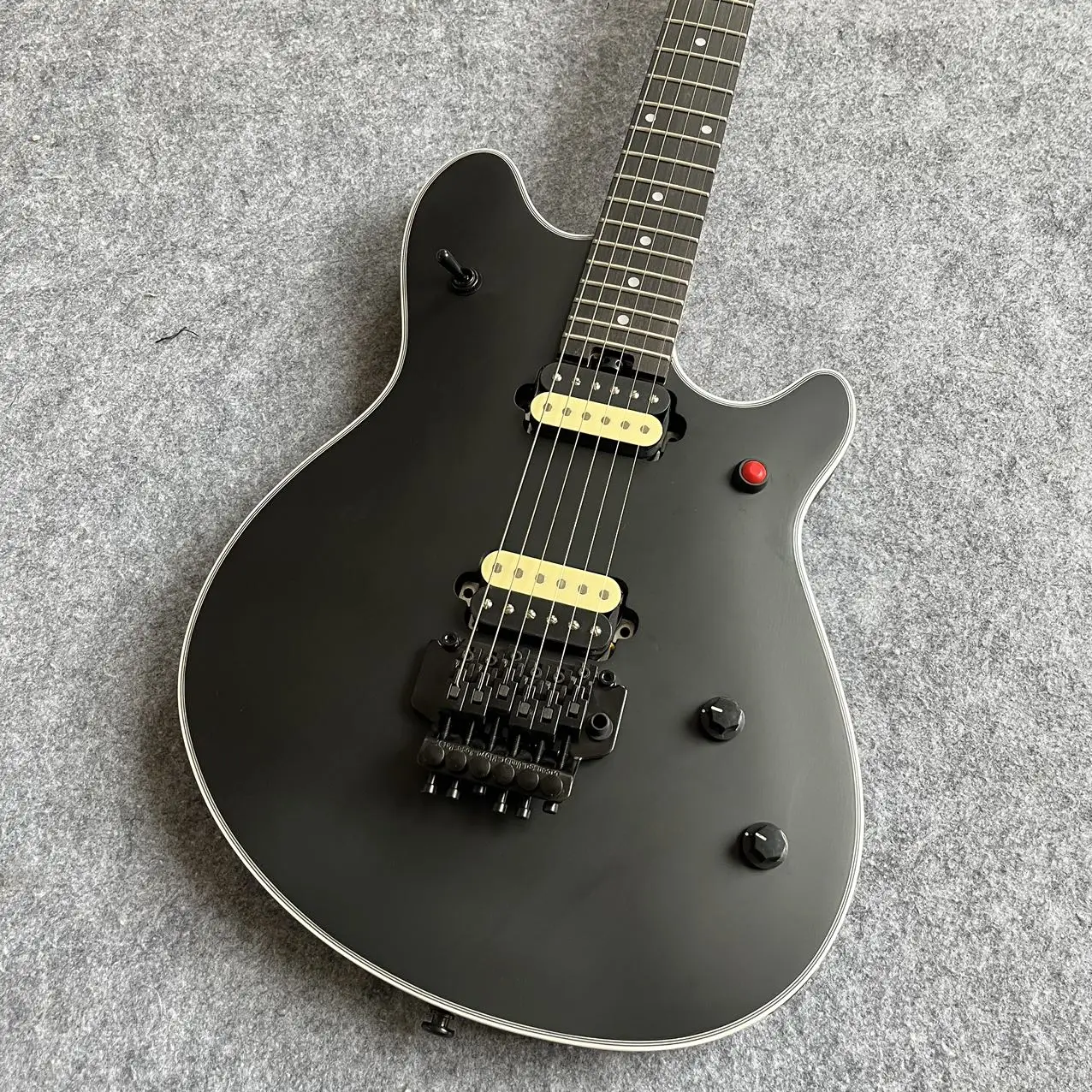 Custom Special Matte Black Floyd Rose Tremolo Bridge Guitar Red Knob