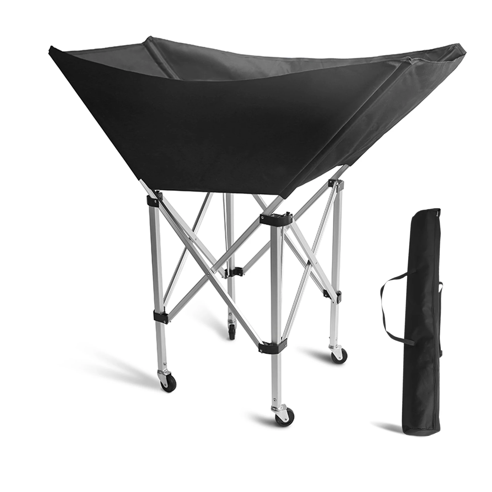 

Collapsible Hammock Ball Cart with Wheels Portable Volleyball Ball Cart with Carry Bag for Garage Or Gym