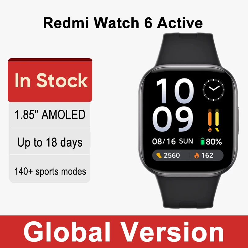 Global Version Xiaomi Redmi Watch 6 Active Smartwatch 1.85'' Display Up to 18 Days of Battery Life 140+ Workout Modes IP68