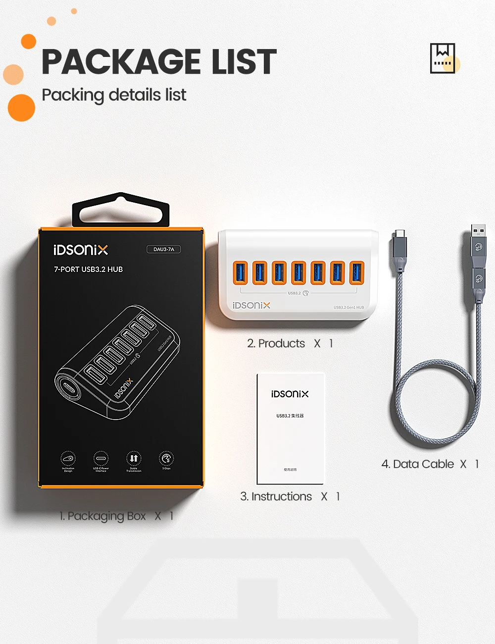 Imagem -06 - Idsonix-tipo c Estação de Docking Multi Portas Divisor Usb Hub Usb 3.2 10gbps Adaptador 3.0 Ajuste para Superfície Macbook Laptop pc