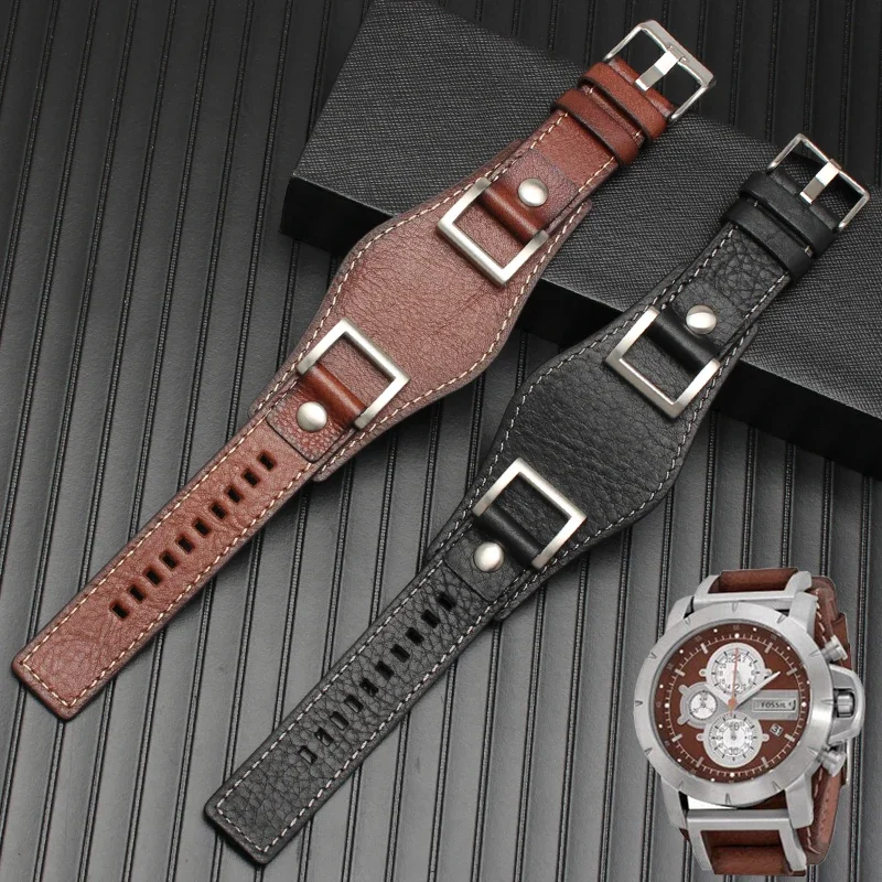 

FOR Fossil JR1157 watchband Genuine leather 24mm men watch strap High quality leather bracelet Retro style