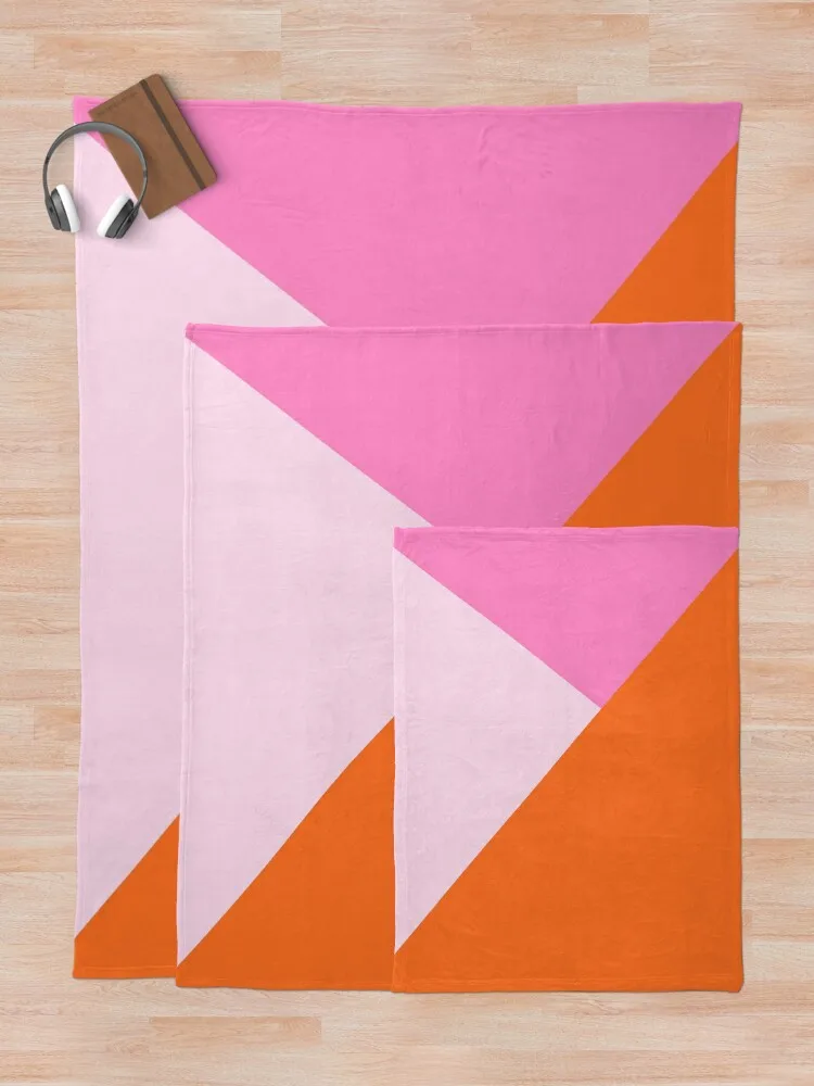 Pink and Orange Colour Block Throw Blanket anime Flannel Fabric Blankets