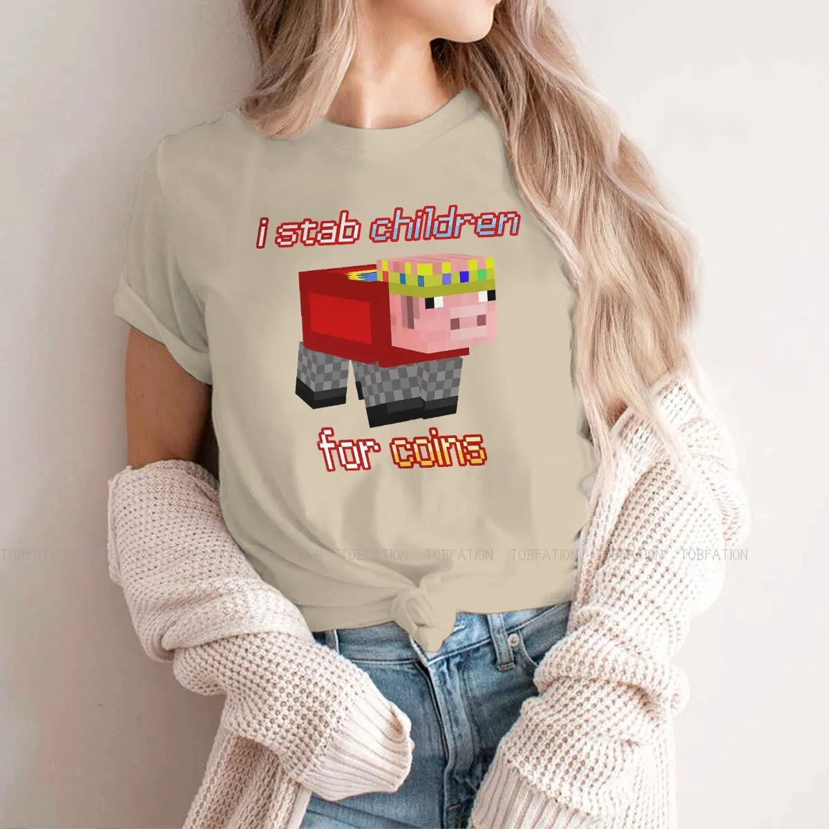 Technoblade Never Dies YouTuber Pig Emperor TShirt for Woman Girl 4XL Stab Children for Coins Classic  Basic Leisure Tee T Shirt