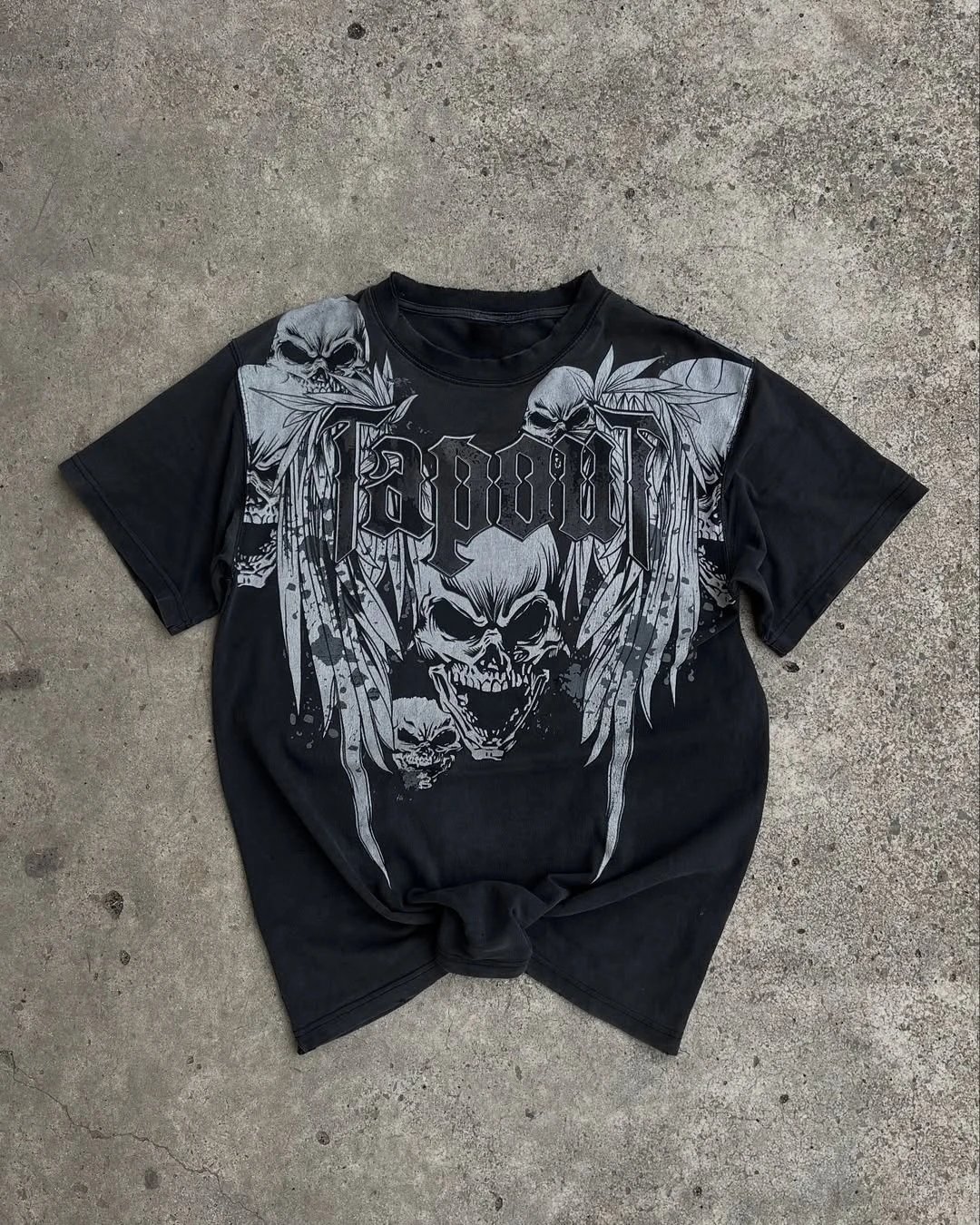 

Футболка с принтом American Street Retro Skull TAPOUT Y2K в готическом стиле в стиле хип-хоп, свободная мужская футболка с короткими рукавами в стиле Харадзюку, трендовая распродажа, хлопковый топ