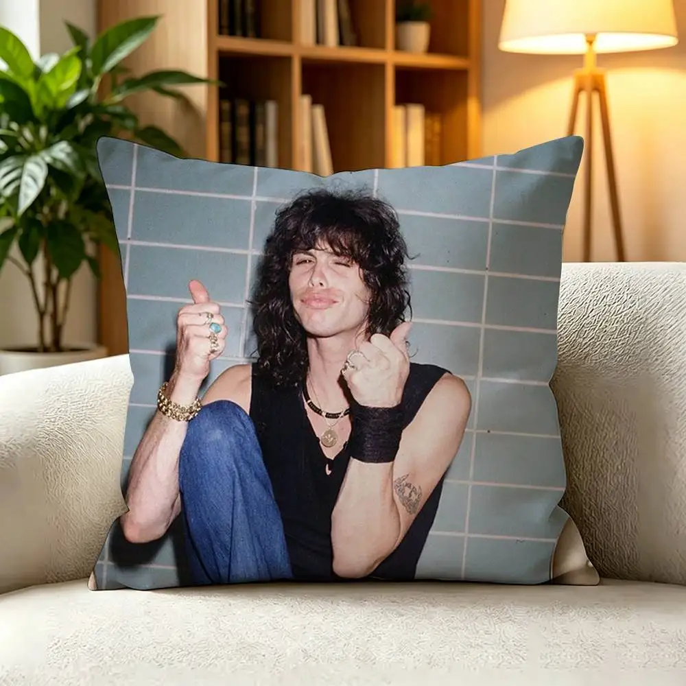 B-Bon Jovi Classic 80s Hard Rock Band Vintage  Square Double-Sided printed Pillow Case Bedroom Bedside Pillow Sofa Cushion Cover