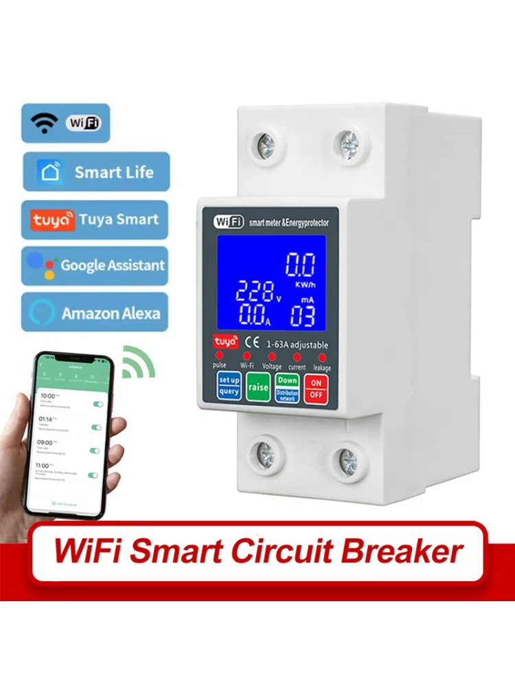 Smart Leven PV Slimme Stroomonderbreker Tuya Spanningsrelais 230V Wifi Stroom Lekkage Bescherming MCB Automatische Schakelaar 63A - afbeelding 2