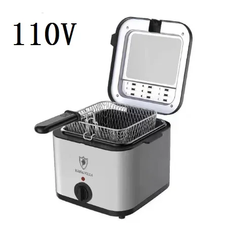 110V220V Electric Deep Fryer 2.5L French Frie Machine Oven Oil Hot Pot Fried Chicken Grill Adjustable Thermostat Kitchen Cooking