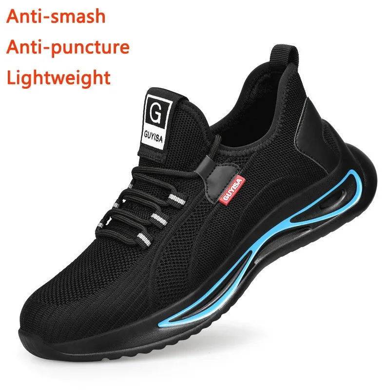 

2023 New Four Seasons Safety Shoes Men's Ultra-light Flying Fabric Anti-smashing Anti-piercing Breathable Sneakers