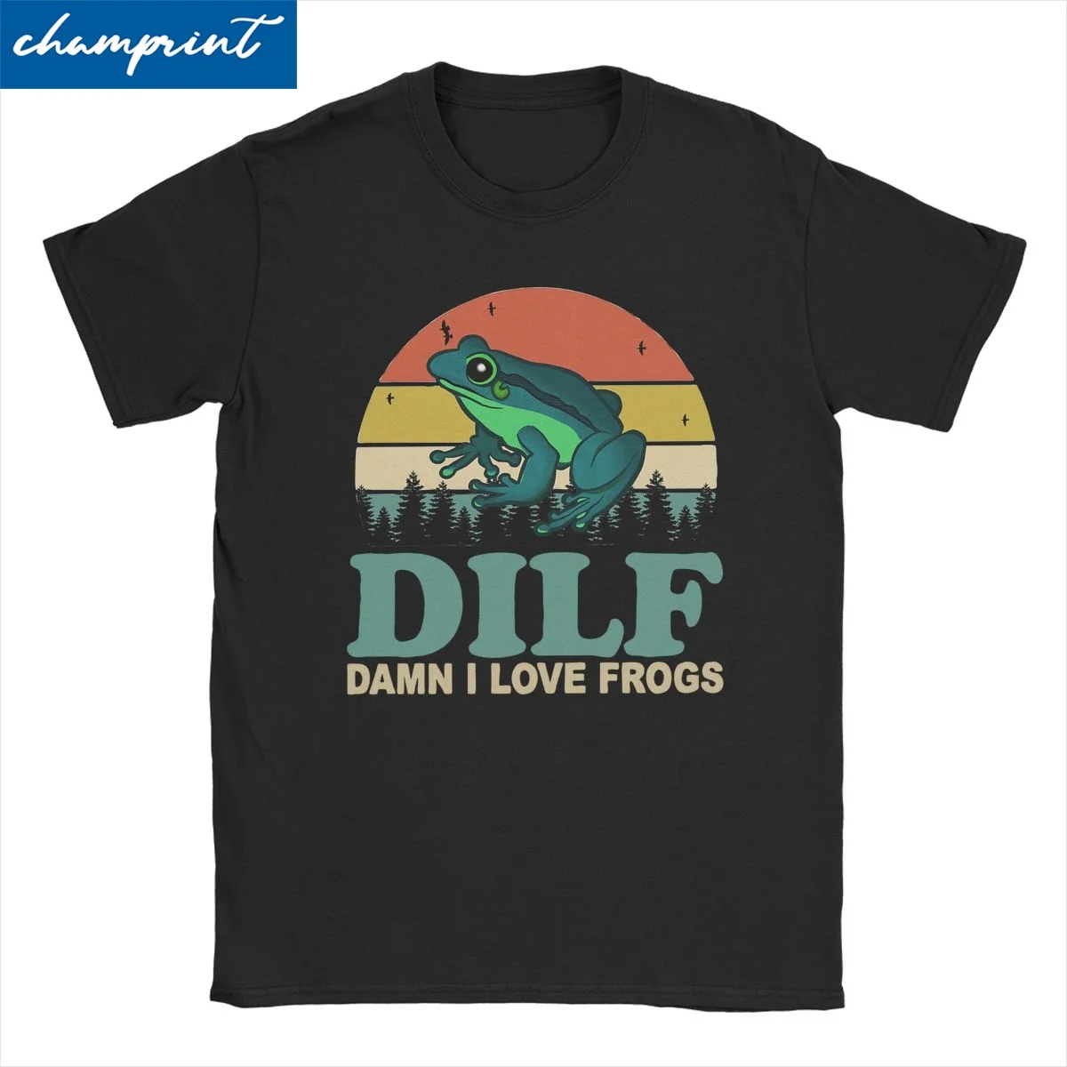 DILF Damn I Love Frogs Men Women's T Shirts Funny Tee Shirt Short Sleeve Crew Neck T-Shirts Cotton Printed Clothing