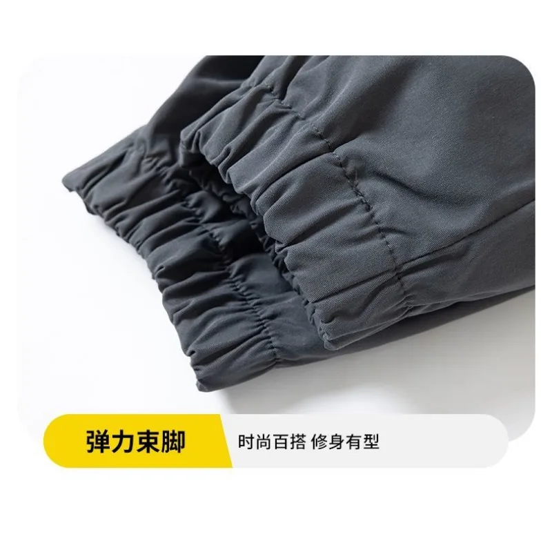Men Light Gray Stretch Work Jacket Waterproof Wear Resistant Outdoor Construction Auto Repair Multi Pocket Labor Work Coat view 5