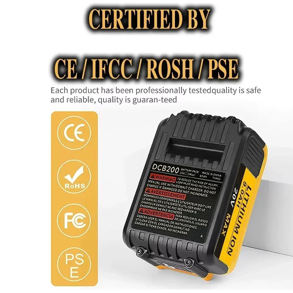 Suitable for Dewalt DCB200 DCB184 Series 18V/20V Rechargeable Power Tool Accessories, Power Tools,  Lithium Battery Replacement