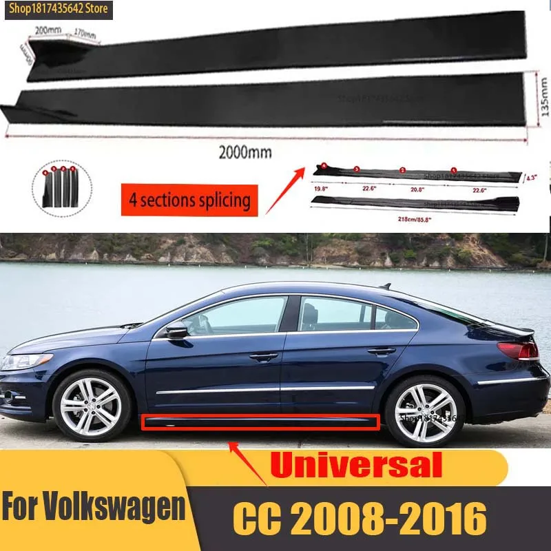 

Universal 2.2m Side Skirts Extension Rocker Splitters Diffuser Winglet Wings For VW Volkswagen Tiguan Passat CC Golf Mk6 SEAT