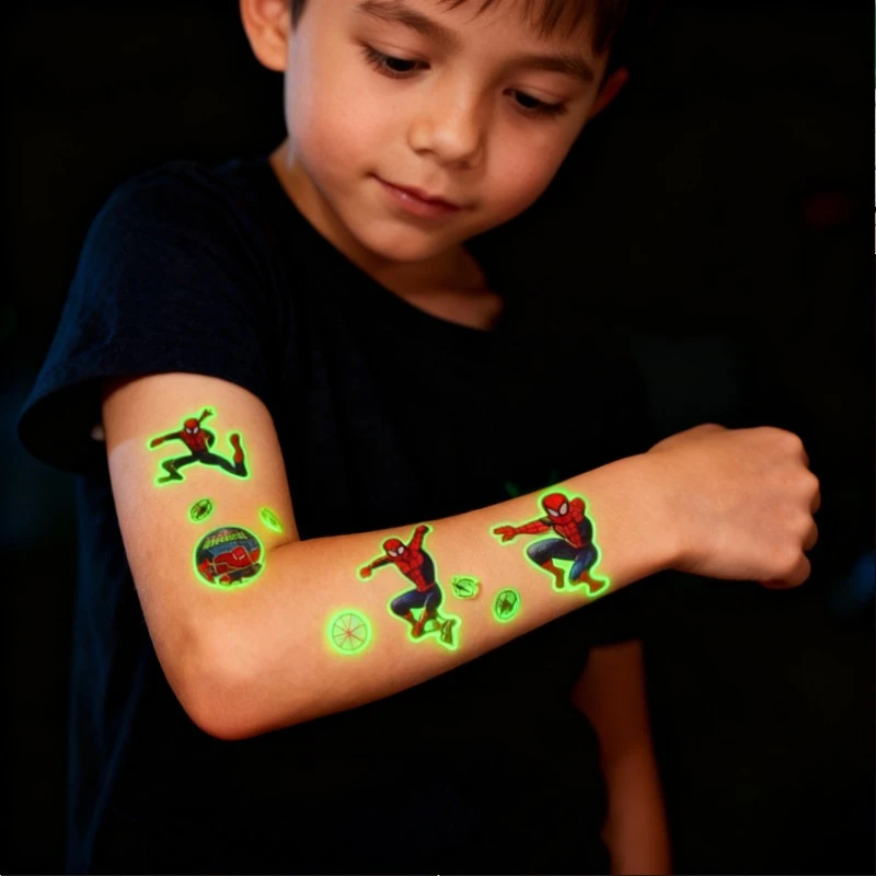 

Светящиеся в темноте временные татуировки с героями мультфильмов «Человек-паук» — детские татуировки-наклейки для фестивалей и вечеринок, наклейки для переноса воды