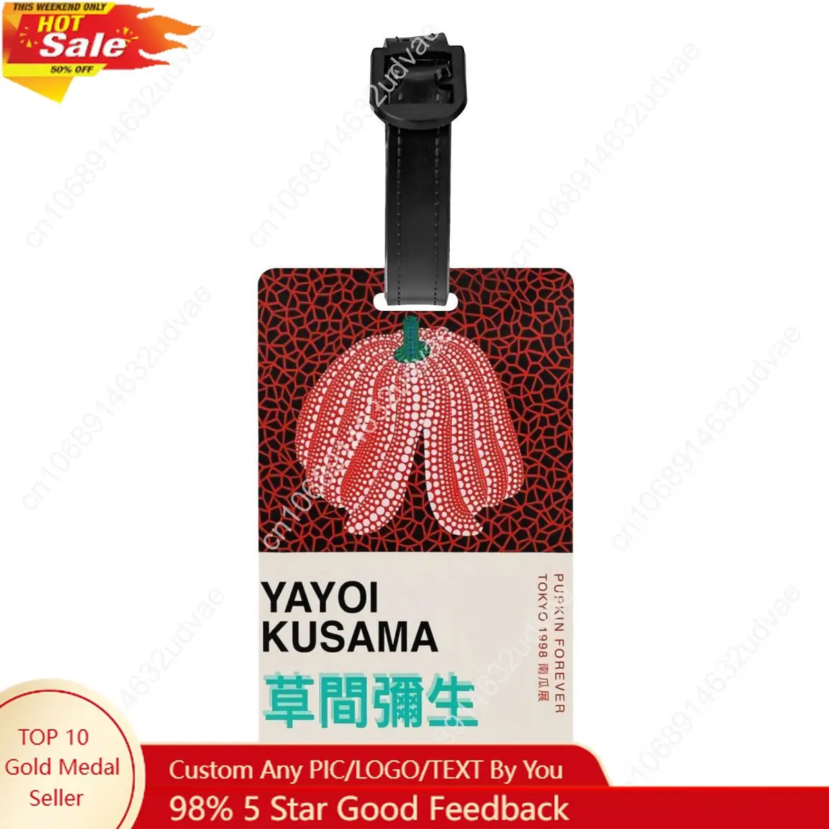 

Custom Vintage Yayoi Kusama Pumpkin Luggage Tag for Suitcases Cute Abstract Art Baggage Tags Privacy Cover Name ID Card