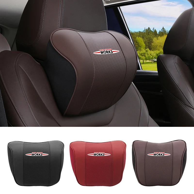 Car Head Pillow Headrest Lumbar Cushion Memory Foam Neck Back Support For MINI JCW WORKS Cooper F55 F56 Clubman Countryman Cabri