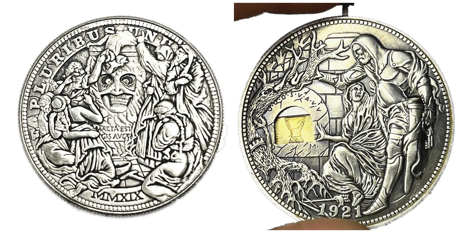 Mechanism Movable Challenge Coin Hobo Nickel Morgan Dollar Amazing Art Changing Face/Holy Grail  Creative Gift