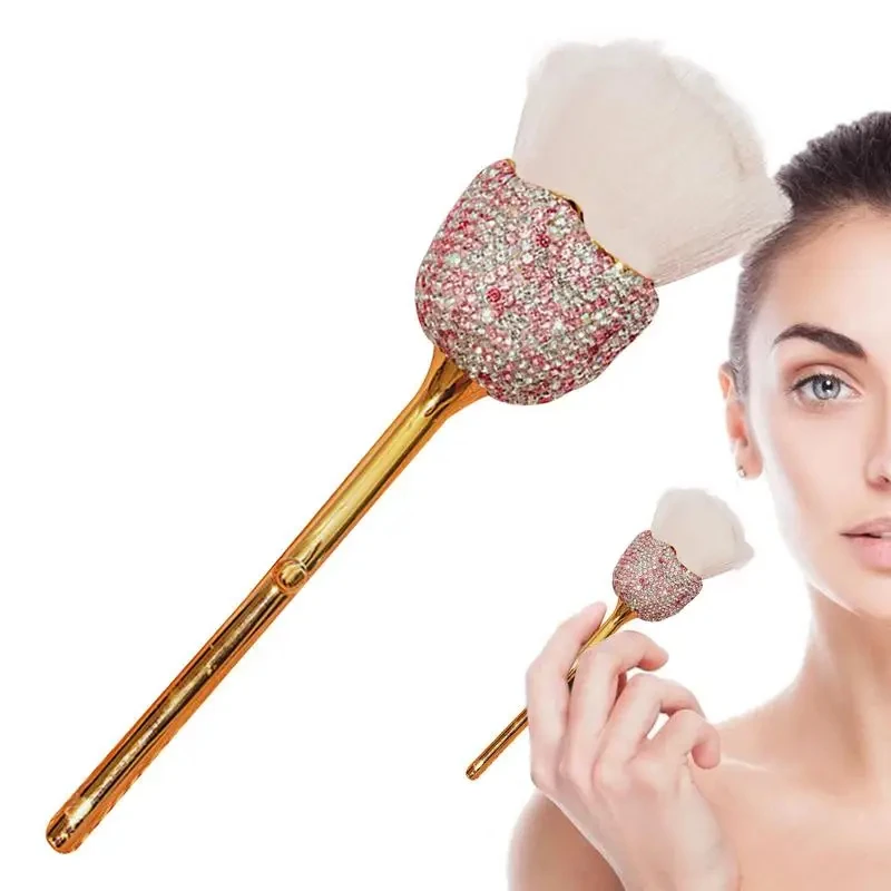 Face Makeup Brush Rhinestone Face Contour Brush Flower Design Soft Fiber Bristles Face Contour Cosmetic Brushes For Women