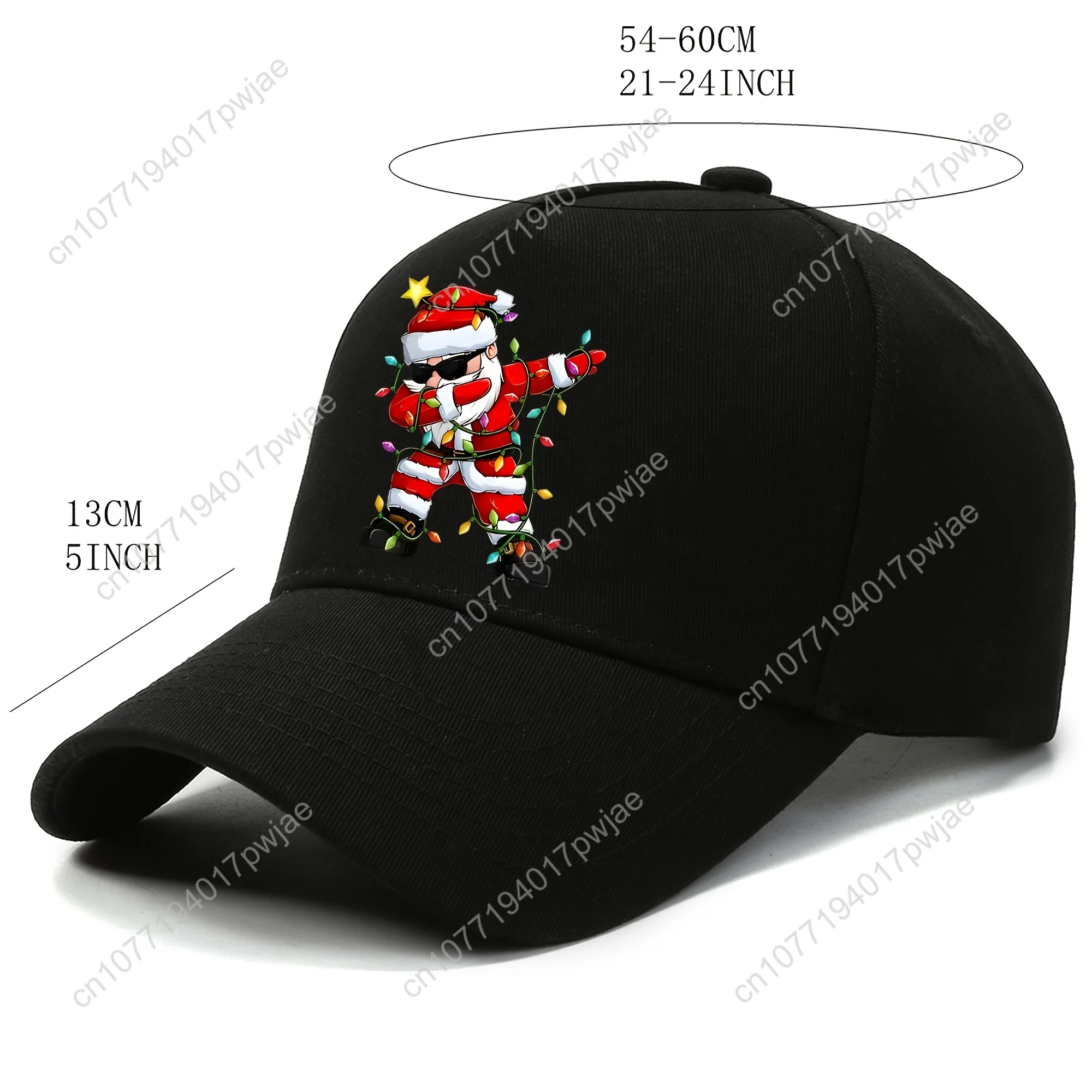 1pc Funky Christmas Santa Print Baseball Cap, 100% Polyester Woven Soft Top Hat, Hand Washable Sun Protection for Outdoor Campin