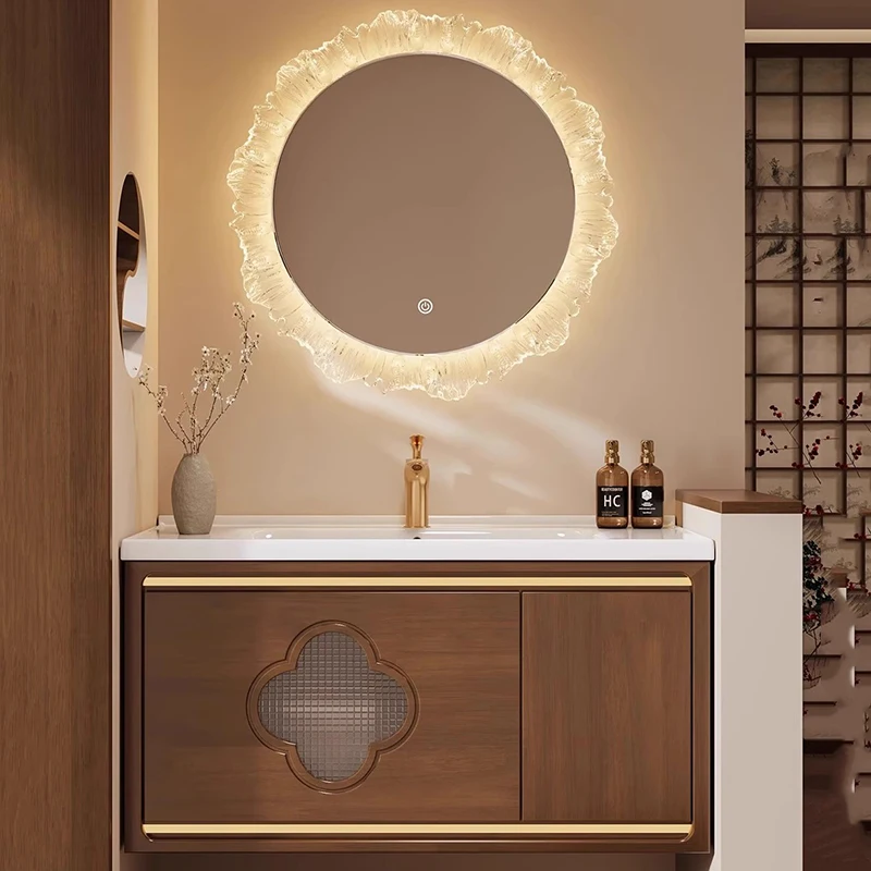 

Modern Lamp Bathroom Cabinet Integrated Luxury Wooden Storage Bathroom Cabinet Mirror Organizer Mobile Bagno Accessories