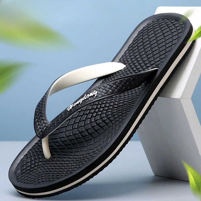 House Outdoor Flat Men\'s Shoe Indoor Walk Around Home Shiatsu Slides Flip Flops Male Slipper 2024 Fashion Comfortable Fun Pvc