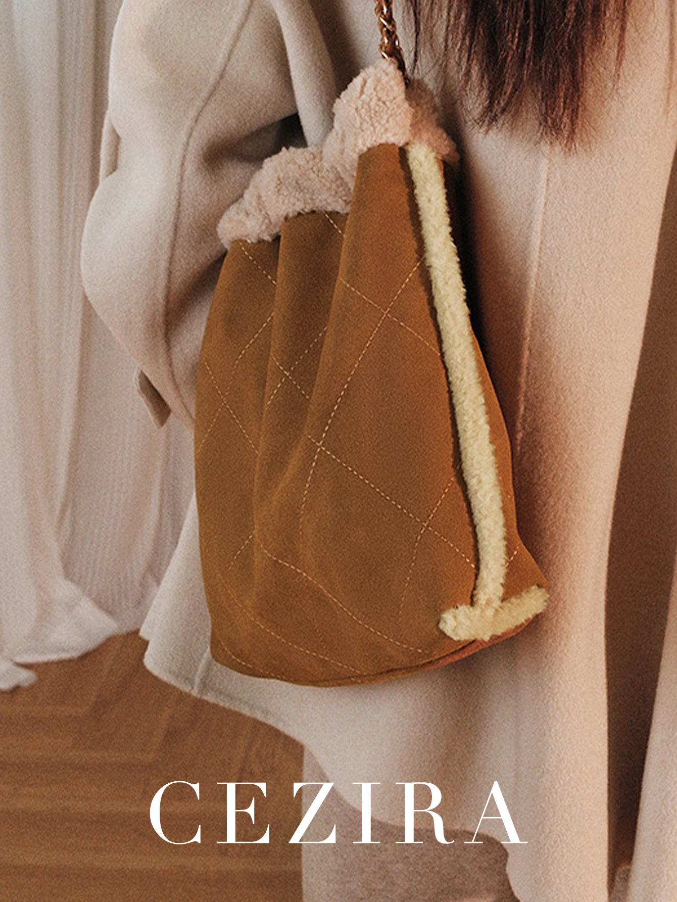 الشتاء المرأة أزياء كبيرة حقيبة كتف عادية فو أفخم مبطن Argyle الموضوع سلسلة حزام حقيبة يد التنقل السفر #4