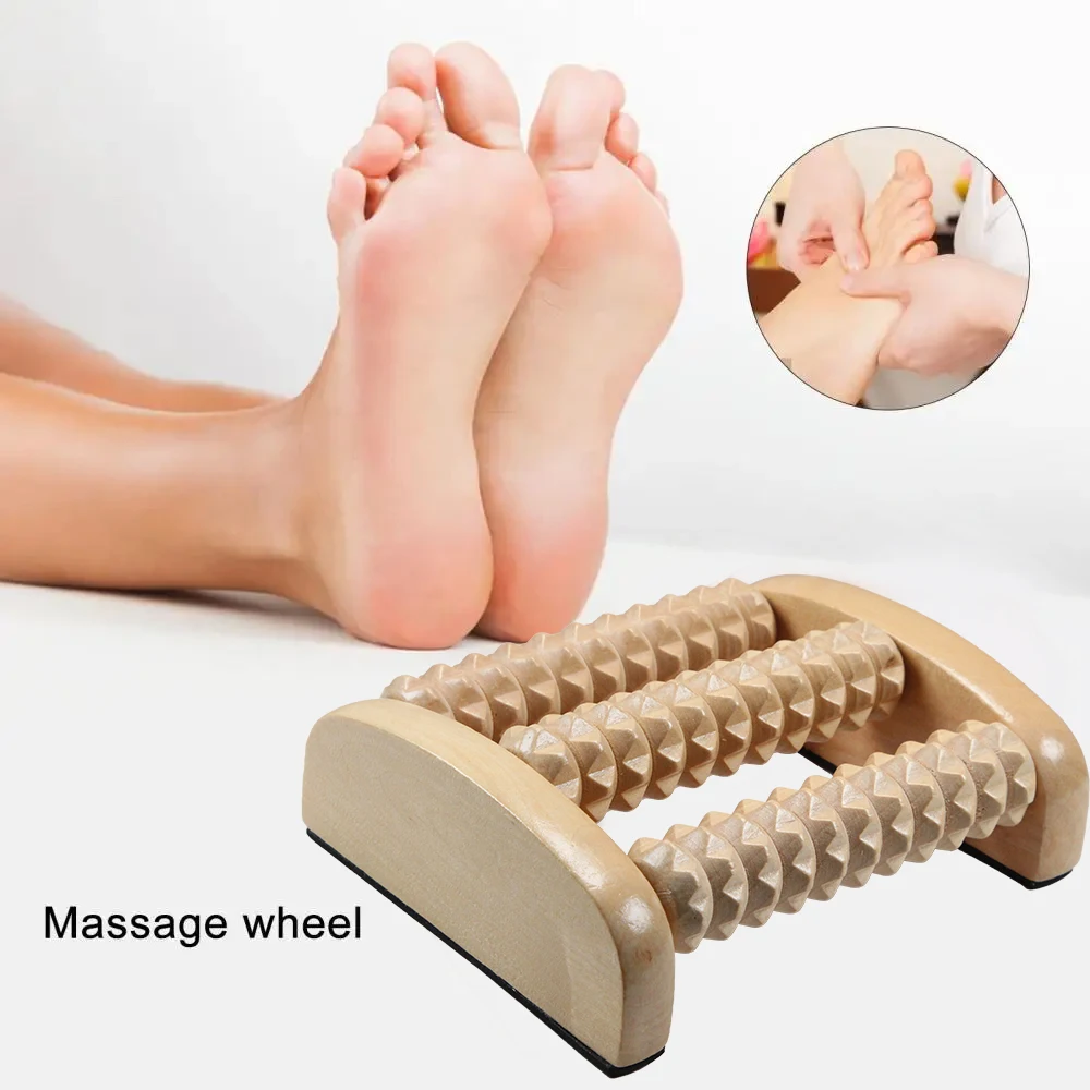 Wooden Foot Massager, Grooved Muscle Roller, Muscle Tension and Improve Blood Circulation, Natural Wood Therapy Massage Tools