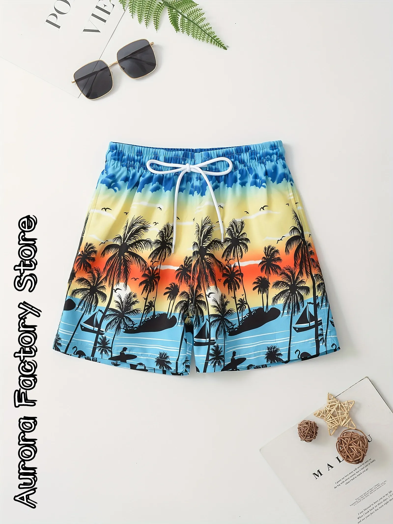 Summer Men Fashion Shorts 3D Colorful Coconut Tree Print Clothing Boys Kids Casual Hawaii Vacation Shorts Male Chic Beach Shorts