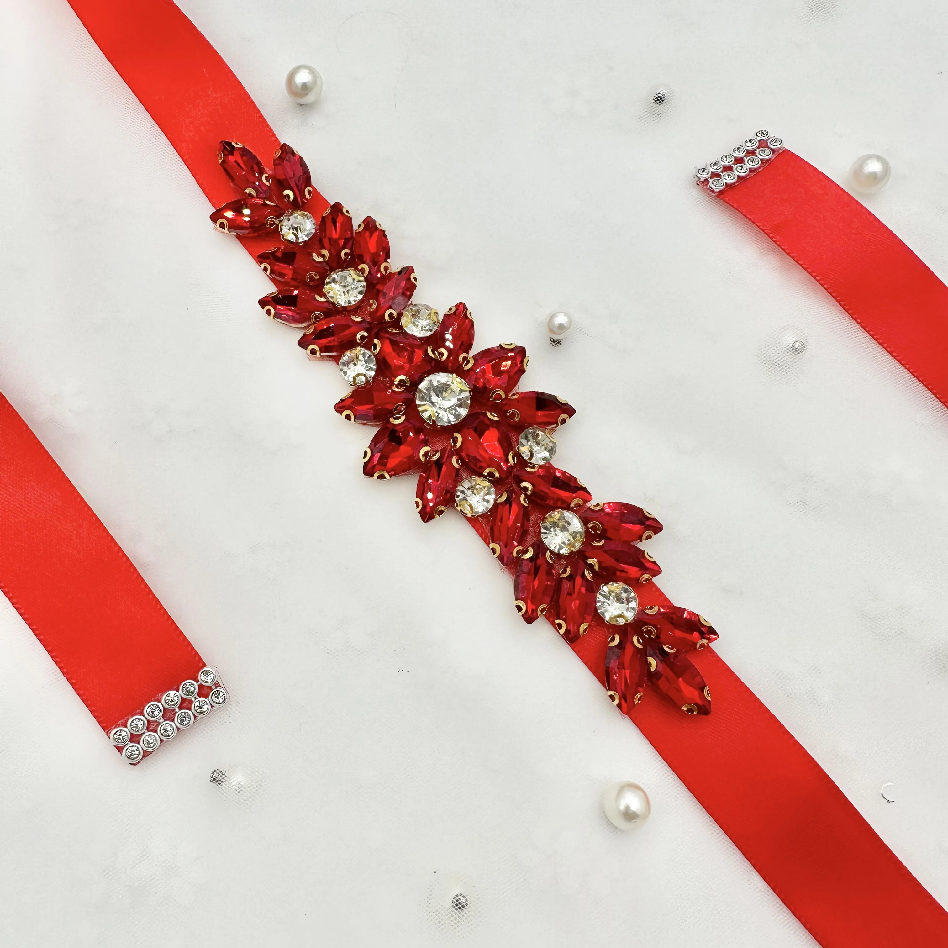 Silver Ribbon Waistband Wedding Accessories Dress up Girls Evening Dress Dance Wear Clothing Accessories DIY Beads