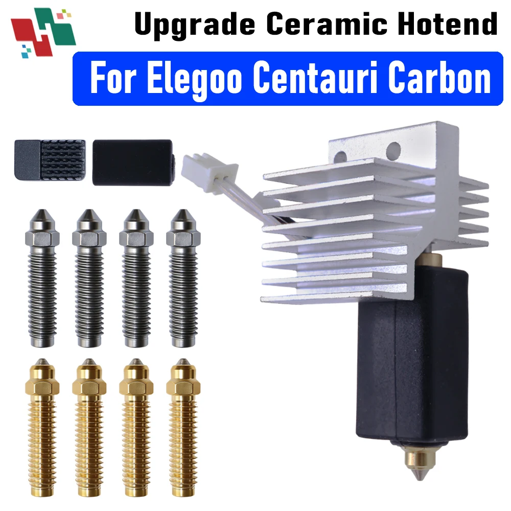 

Upgrade Ceramic Hotend 0.2/0.4/0.6/0.8mm Assembled Extruder Hotend Kit for Elegoo Centauri Carbon Hot end / Centauri Nozzle