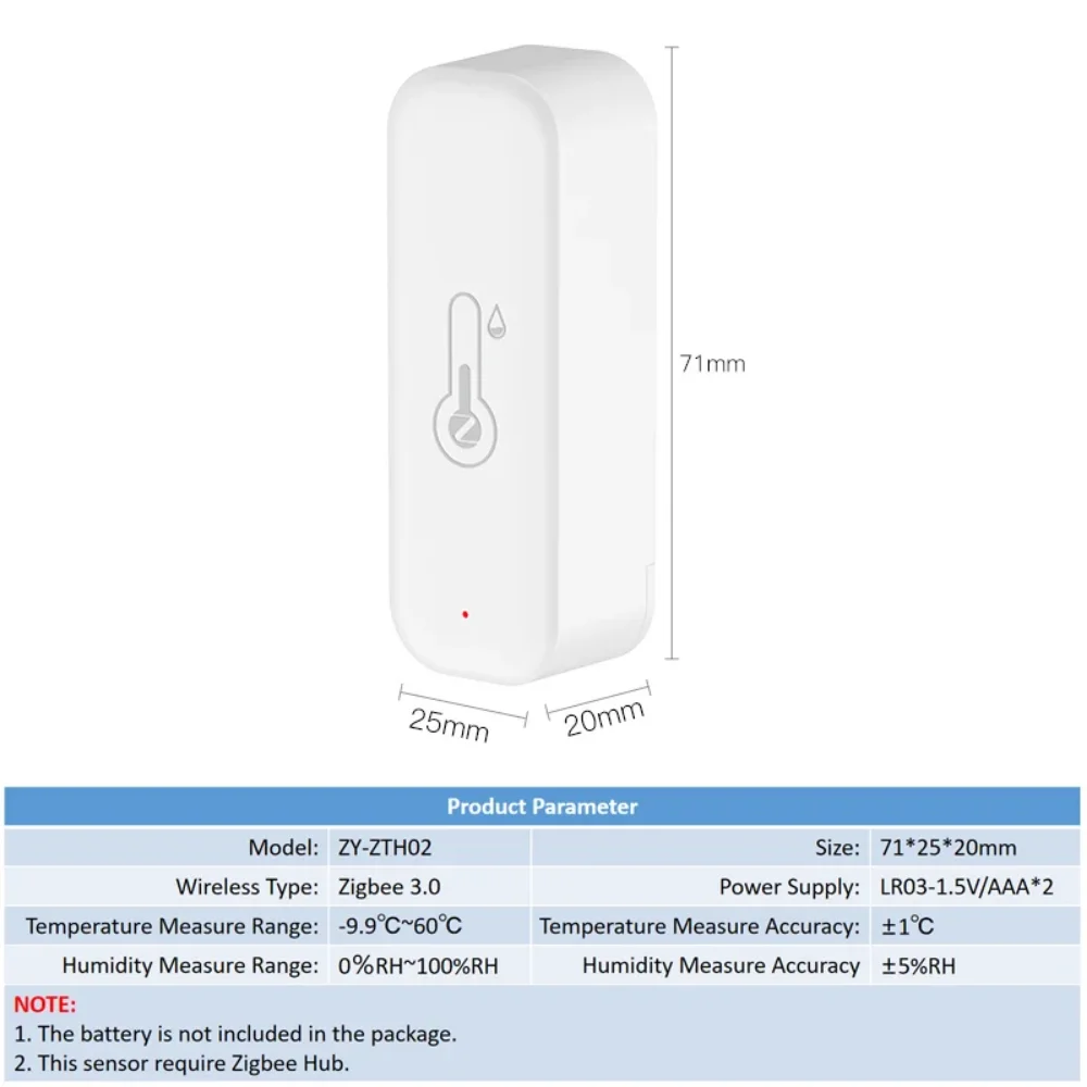 Tuya Zigbee 3.0 Temperature and Humidity Smart Home Thermometer Hygrometer APP Remote Alarm Work with Alexa Google Home