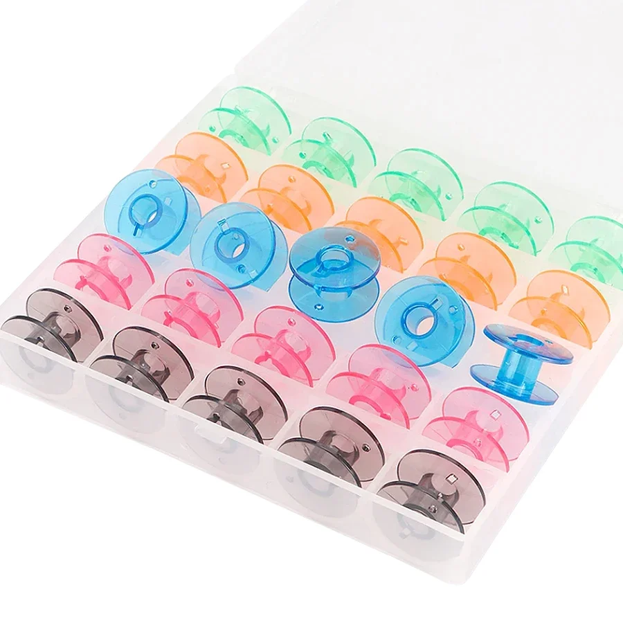 25 قطعة بكرات ماكينة خياطة فارغة ملونة مجموعة بكرات بلاستيكية مع صندوق تخزين للحرف اليدوية ومشاريع الخياطة #1