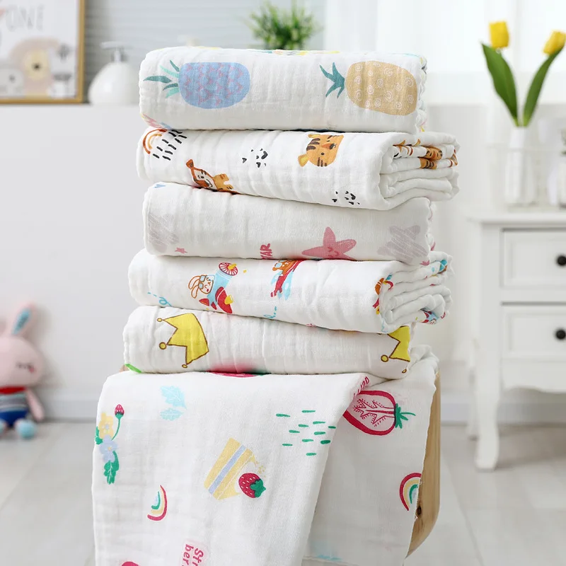 Muslin Baby Blankets 4 Layer Cotton New Born Swaddle For Babies Summer Stroller Comforter Infant Bath Towel Baby Birth Bed Stuff