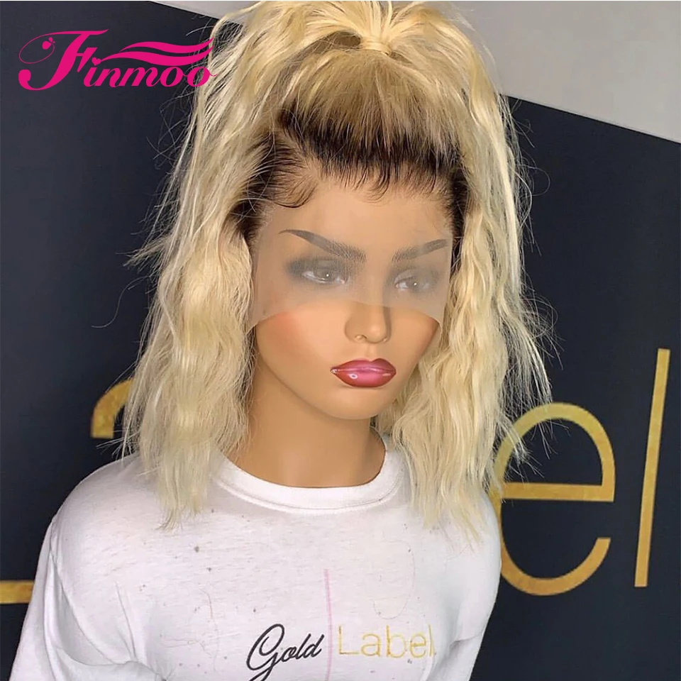 Transparent Lace Frontal Wig Human Hair Ombre 613 Blonde HD Lace Frontal Wigs For Woman Bob Hair Wig Human Hair Pre Plucked