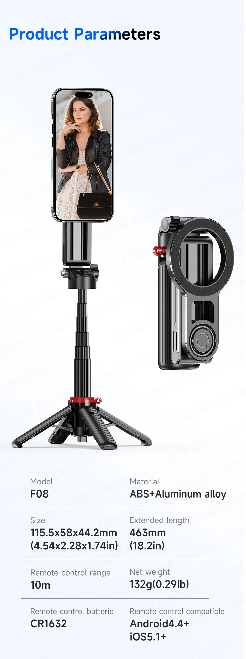 Magnetischer Handyhalter Mini-Selfie-Stick Stativ mit 360°-Einstellung Kabelloser Bluetooth-Fernbedienung für iPhone Android-Telefon Vlog-Aufnahmen – Detail 23