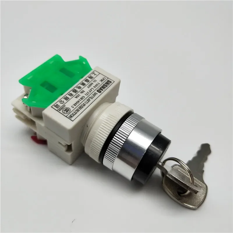 LAY37-11Y2/LAY37-20Y3 Key Rotary Switch 2/3 Position Push Button Switch 1NO1NC Latching Self-locking Key Button