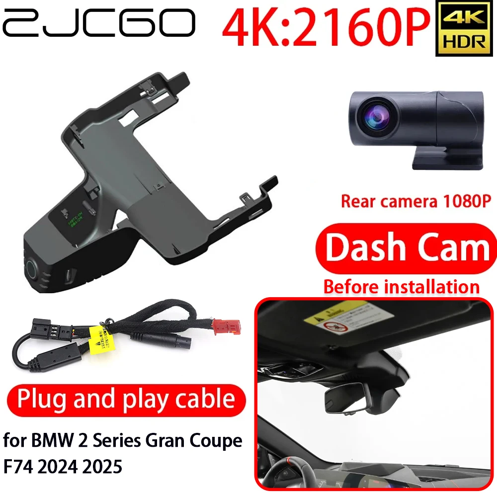 

ZJCGO 4K Car DVR Dash Cam Wifi Front Rear Sony Lens Camera 24h Monitor Recording for BMW 2 Series Gran Coupe F74 2024 2025