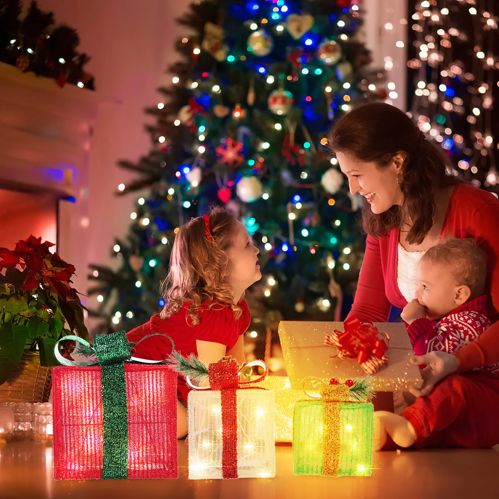 أضواء سلسلة الزخرفية 3 هدية شكل صندوق الإبداعية عيد الميلاد مصباح سلسلة لمناسبات متعددة LED مصباح الغلاف الجوي