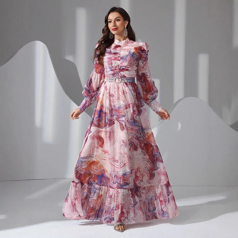 1719 vestido feminino estampado de manga comprida, elegante, festa, vestido longo, goth 2025, vestido de verão, robe, festa feminina