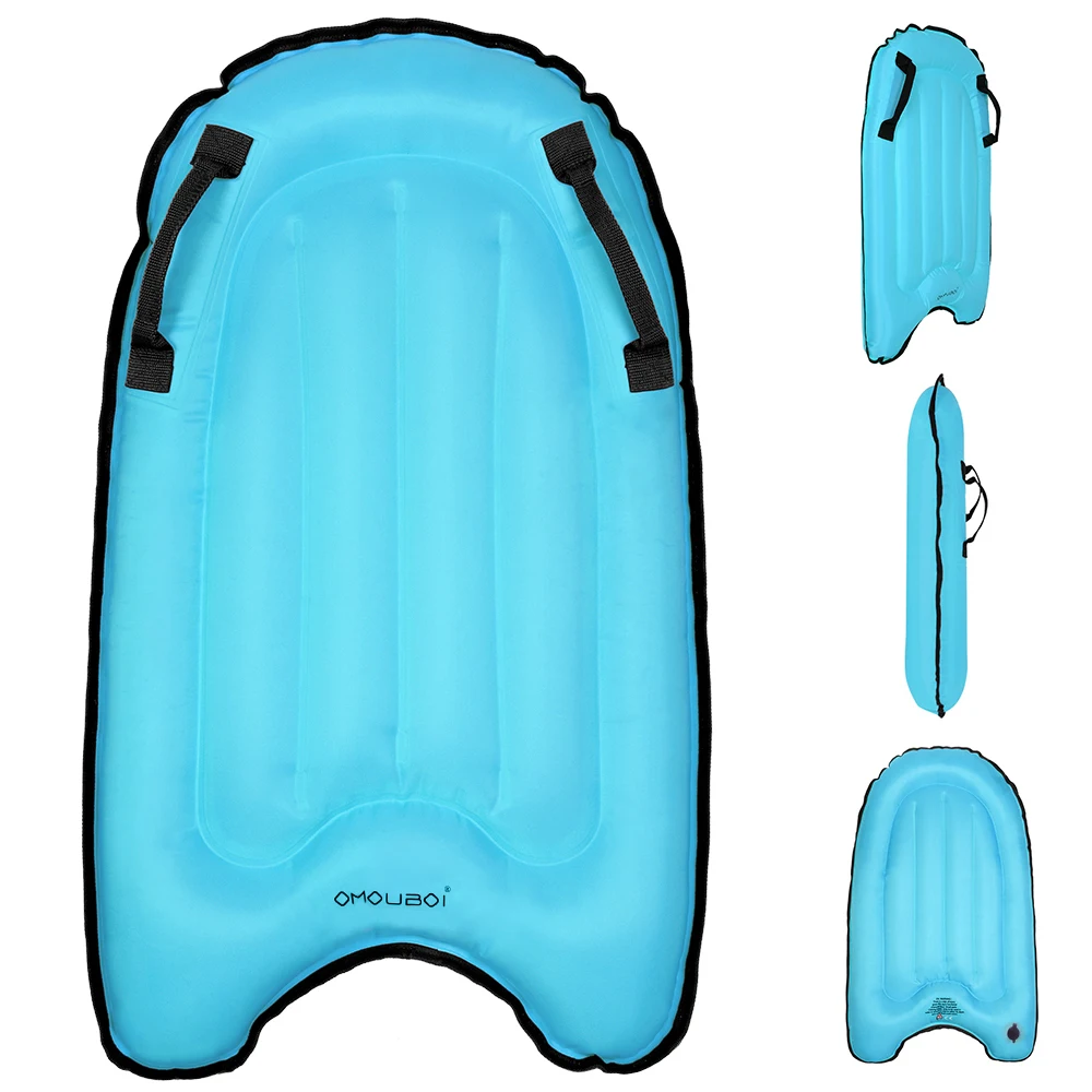 Inflatable Surfing Board with Handles Surfing Body Board Folding Beach Surfboard Lightweight Swimming Floating Mat Devices Kids