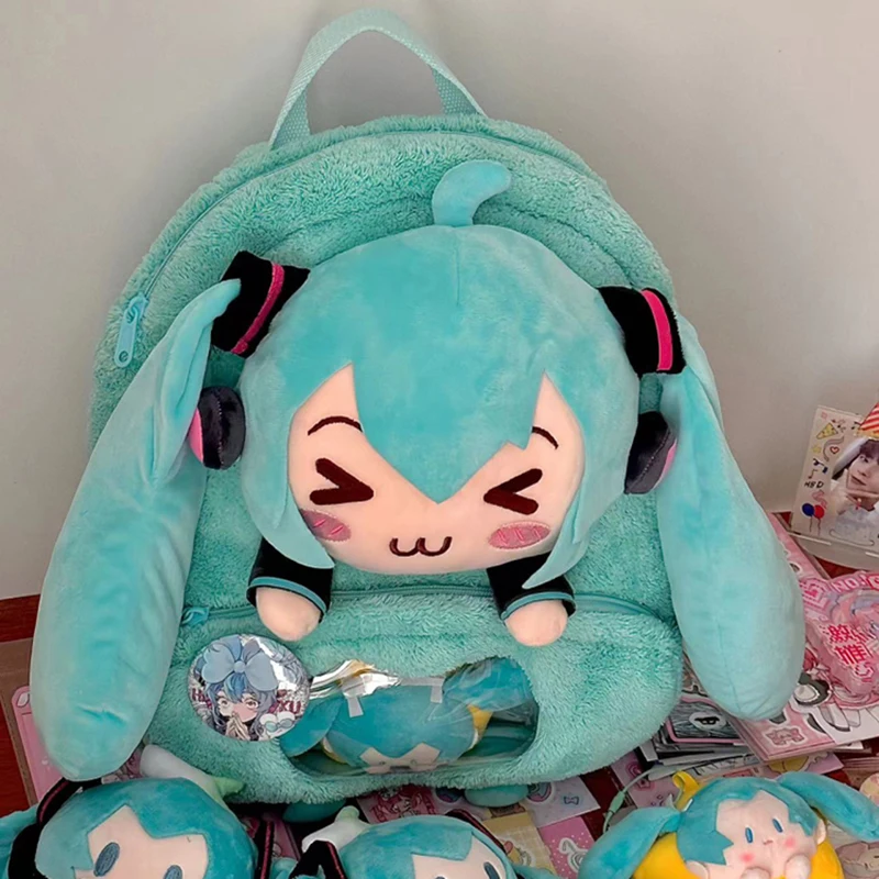 Hatsune Miku Sweet And Cute Creative Anime Picture Embroidery Fashion Large Capacity Storage Soft Plush Backpack Girl Toy Gift