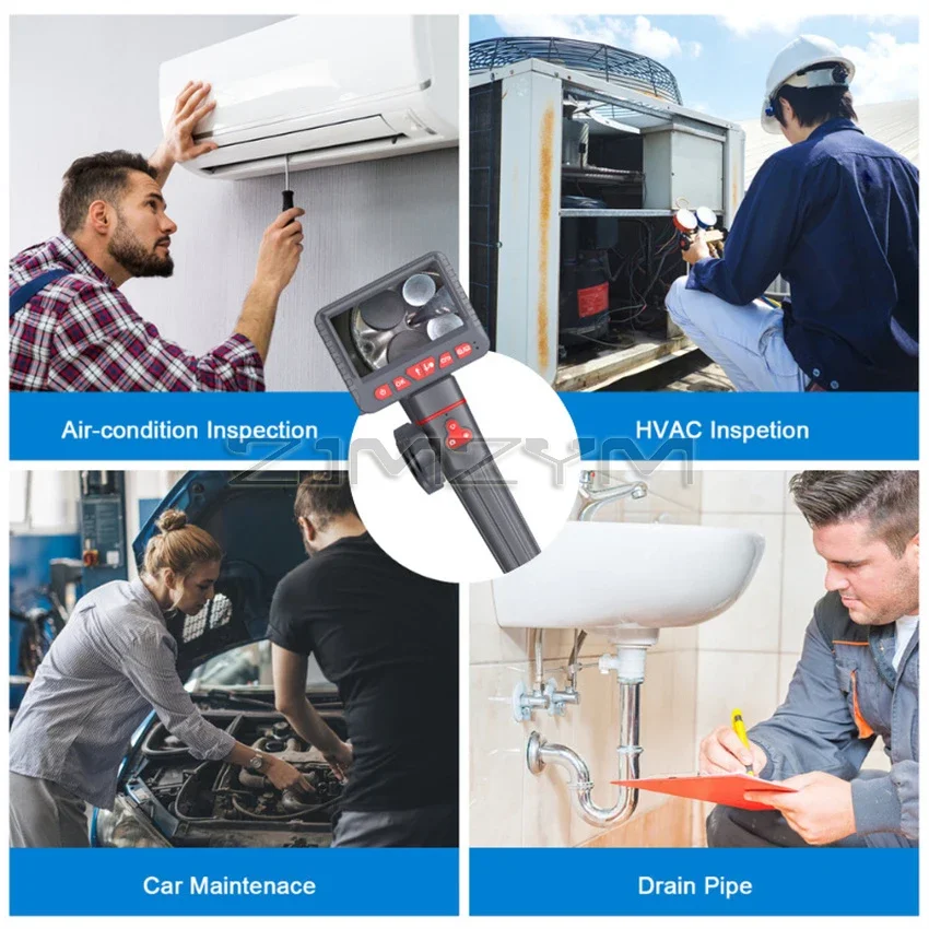 6mm  1m 2m Articulating Inspection Camera 2 Way 180 Degree Steering Industrial Endoscope 5" Screen 6 LED with Tool Case