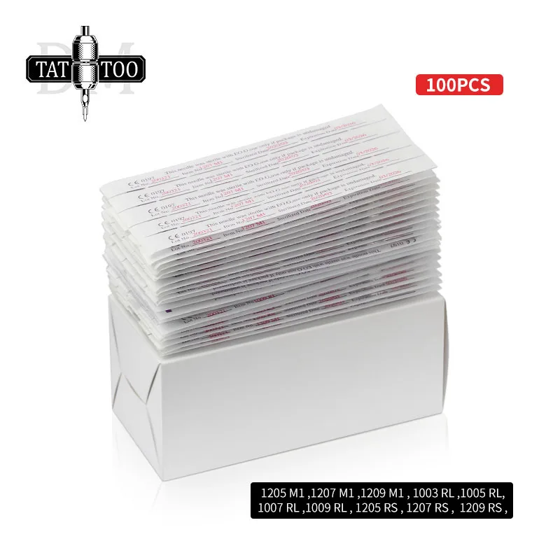 

100pcs Mixed Disposable Tattoo Needles 3RL 5RL 7RL 9RL 5RS 7RS 9RS 5M1 7M1 9M1 Assorted Tattoo Needle