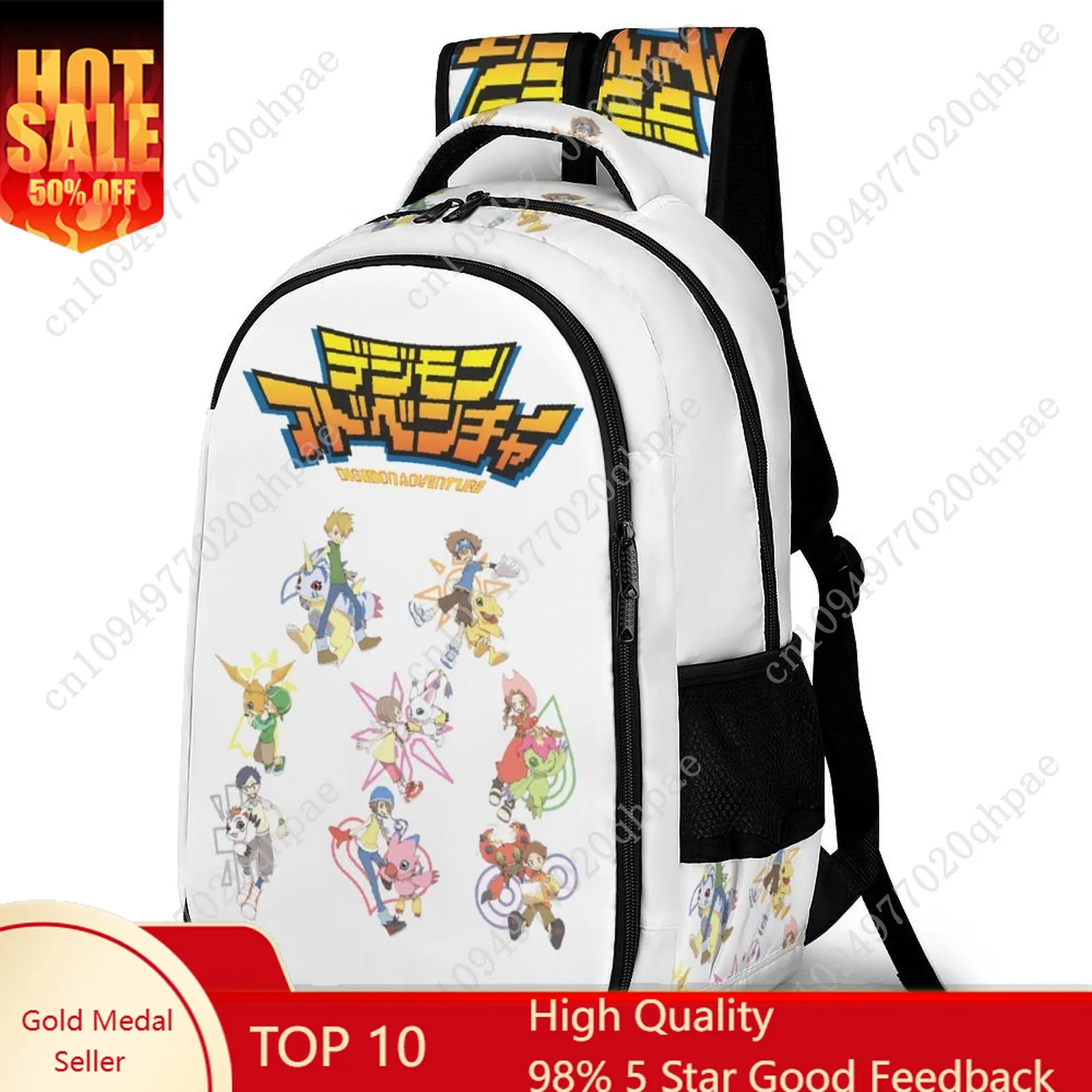 Digimon Adventure Kids School Backpack for Boys Girls High Quality Business Capacity Pocket Customizable Personalized Gift