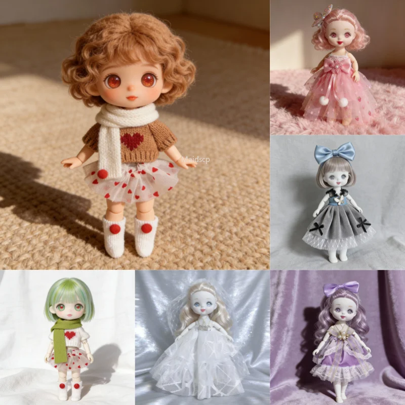 16cm Doll Clothes Multi-Style Outfit Set Cute Dresses Sweaters with Accessories No Doll Included