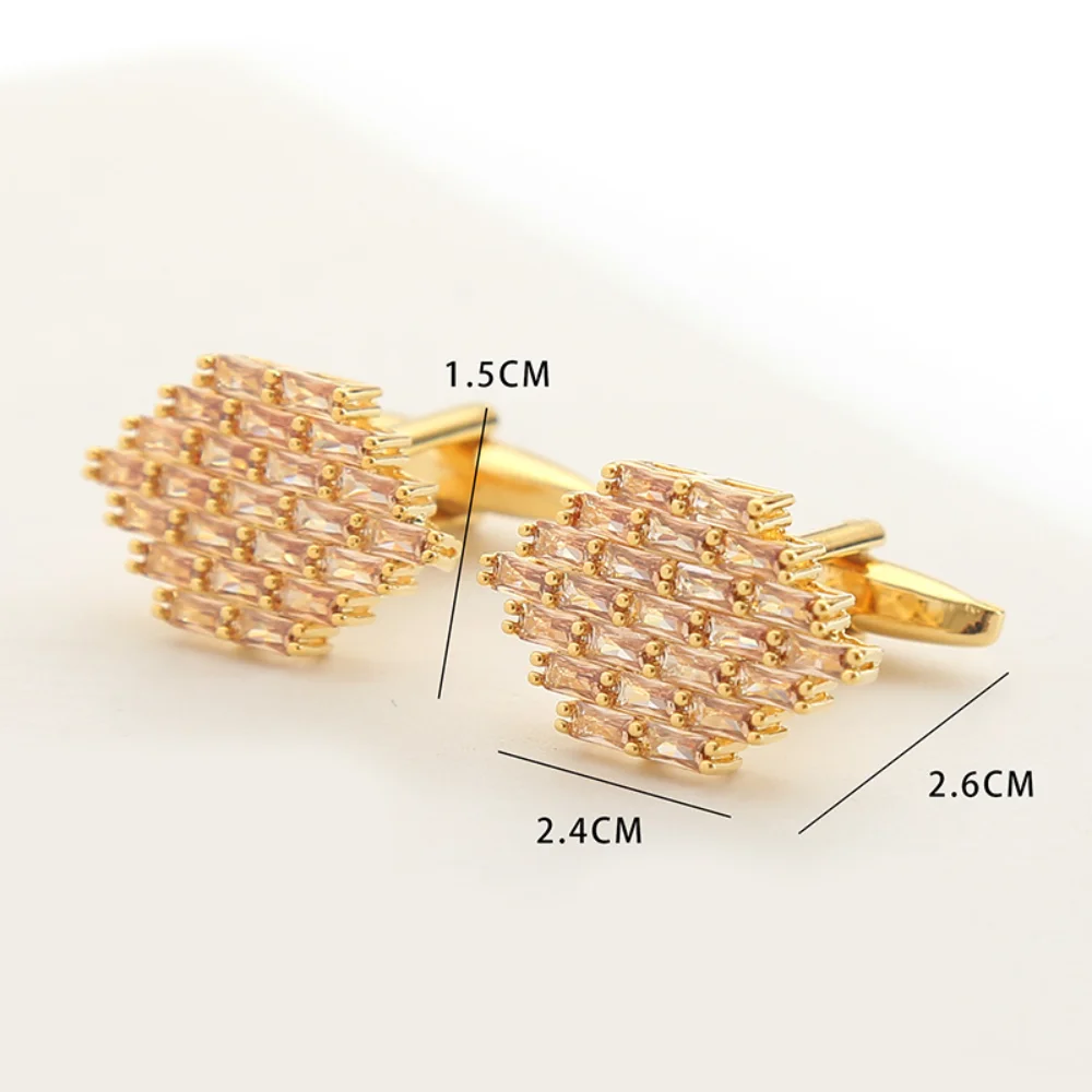 Multi Colored Optional Triangular Geometric Diamond Cufflink Exquisite Triangular Zircon Brooch Men's Business Dress Sleeve Nail