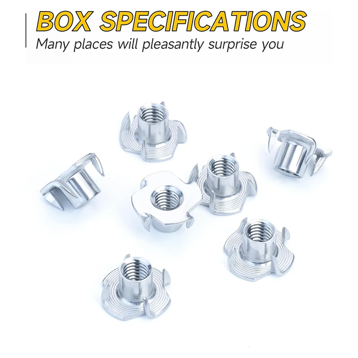 50Pcs 3/8-16 Nut, T Nuts 3/8, 4-Jaw Tee Nuts for Bolts and Stem Caster Wheels, for Wood Working Hardware Nuts, Rock