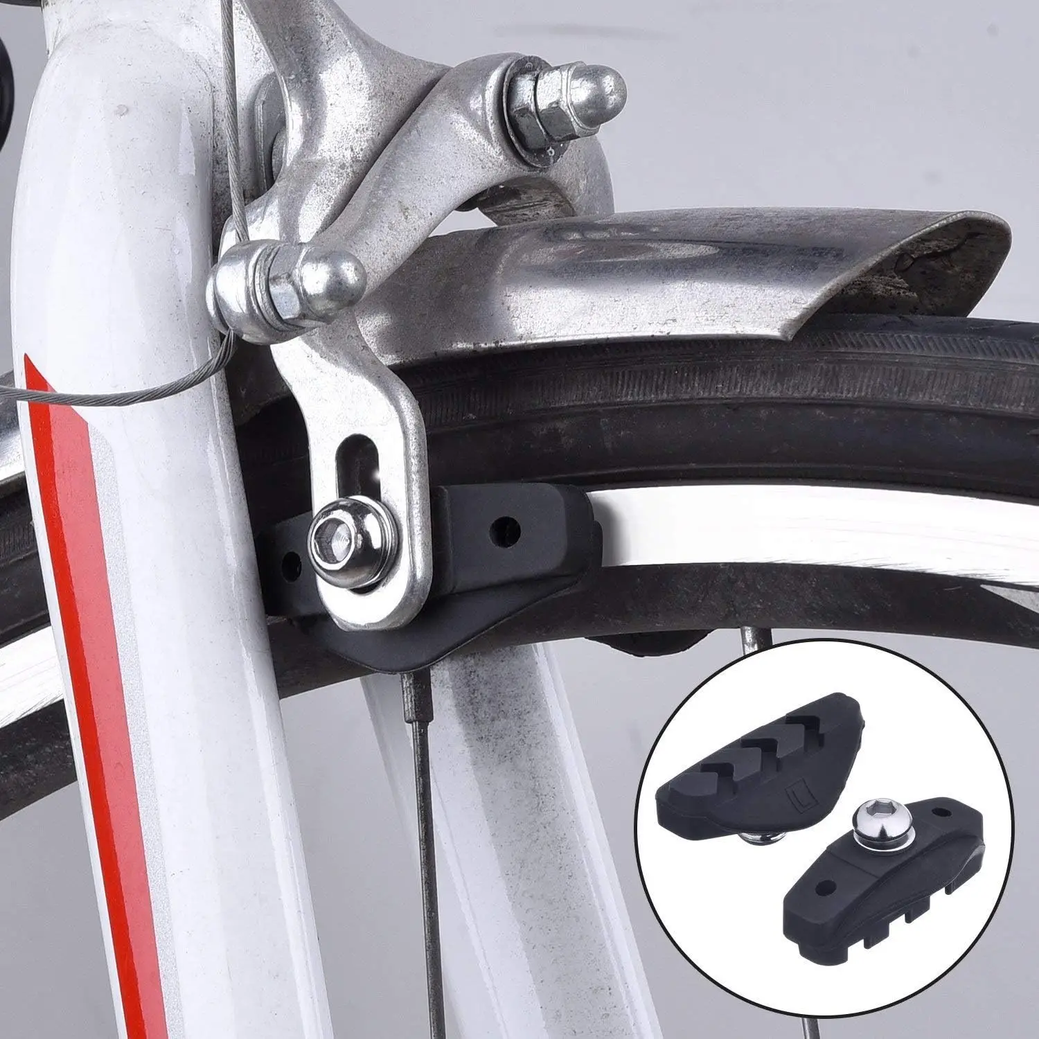 Rennrad-Bremsbeläge, 50 mm, mit professionellem Montagewerkzeug, Bremsklötze mit Schraubenschlüssel – Detail 4